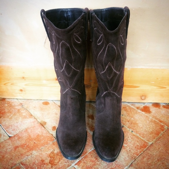 Bandolino Shoes - - Bandolino brown suede western mid calf boots 6